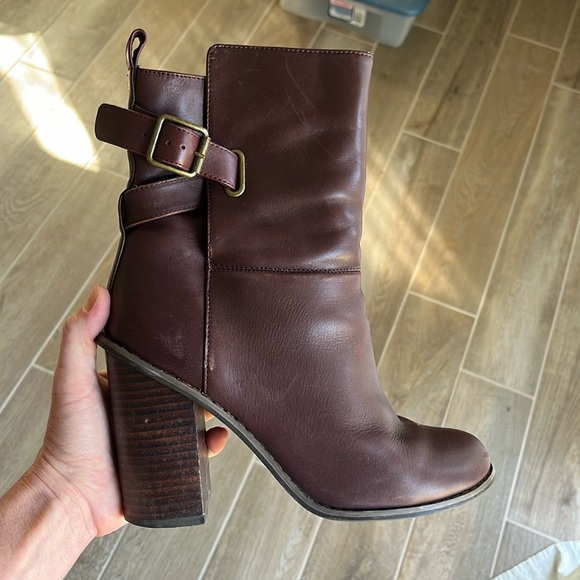 Oxblood Leather Ankle Boots - Picture 1 of 7